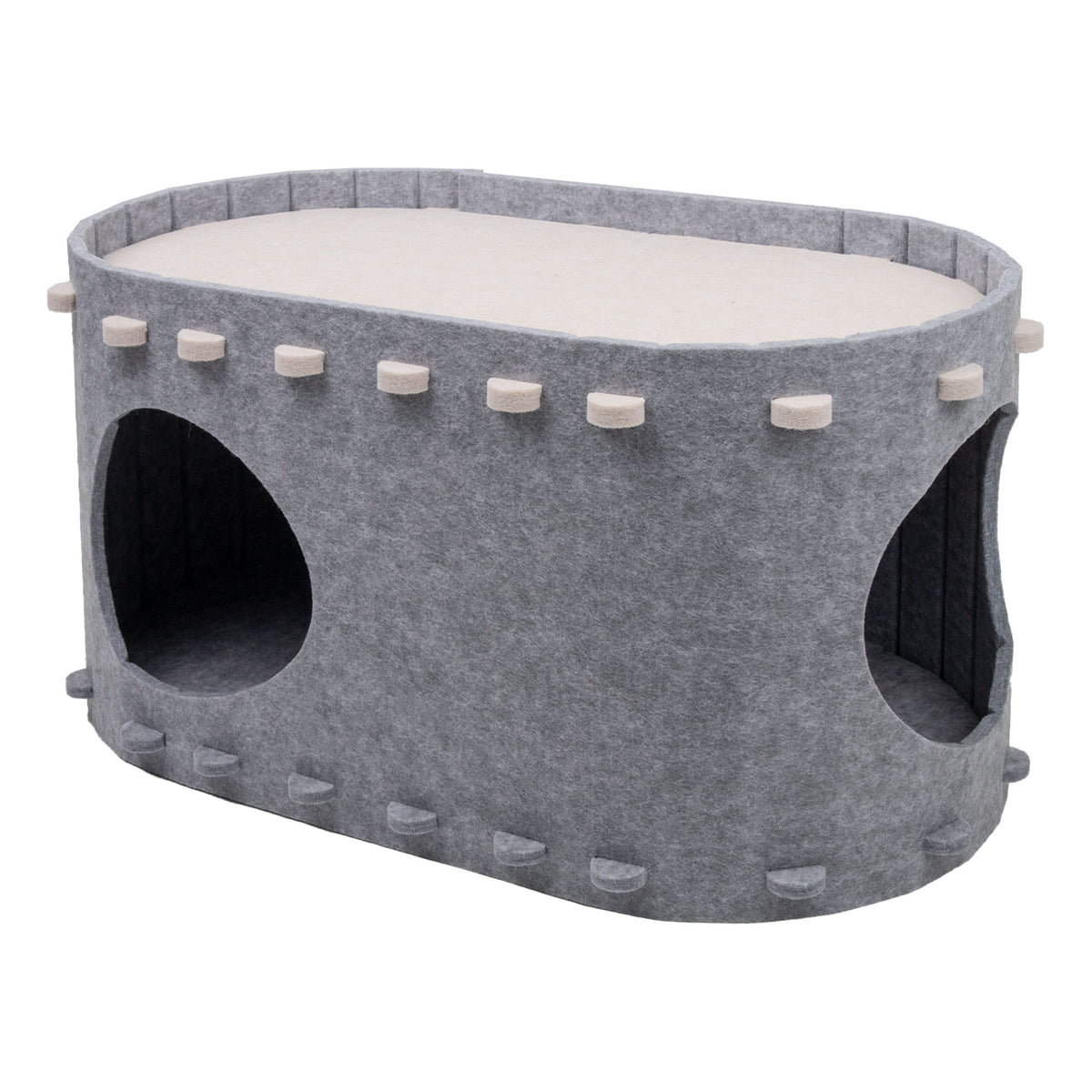 Foldable Felt Cat House with Double-Layer Design, Cozy Indoor Cat Condo Bed for Cats and Small Pets
