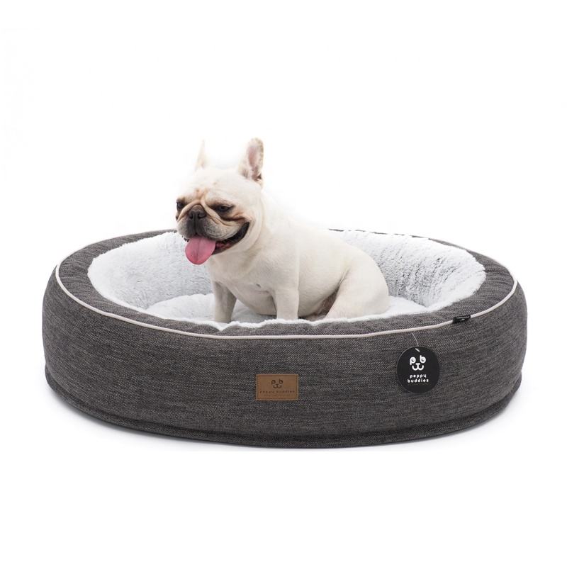 Round Plush Calming Dog Bed with Removable Cover, Cozy Pet Bed for Small, Medium and Large Dogs