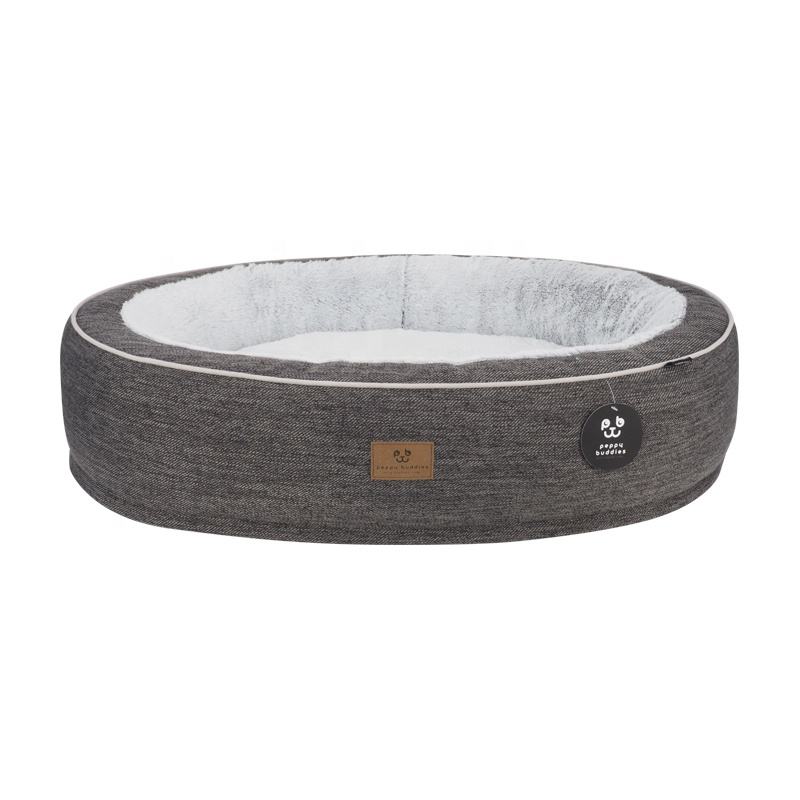 Round Plush Calming Dog Bed with Removable Cover, Cozy Pet Bed for Small, Medium and Large Dogs