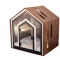 Wooden Dog & Cat House with Transparent Acrylic Door, All-Season Indoor Pet Shelter for Small and Medium Pets